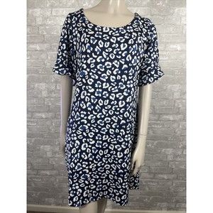 La Mer Luxe XS Keeley Short Sleeve Navy Blue Animal Print Dress